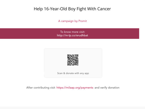 Help 16-Year-Old Boy Fight With Cancer
