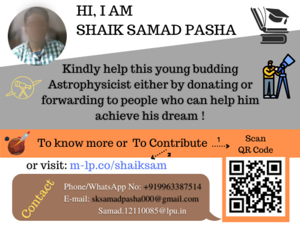 Help Shaik for his higher studies in Physics