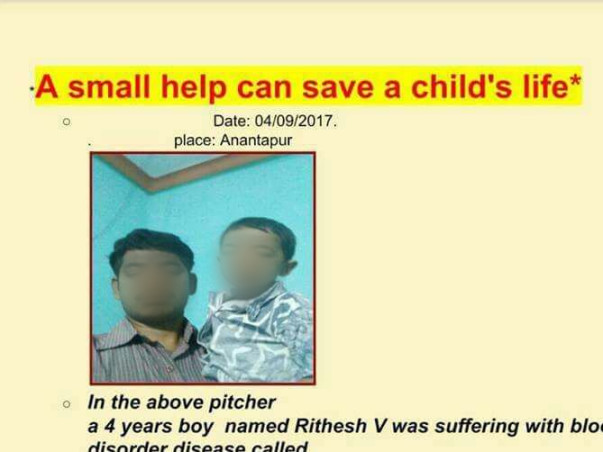 Help Child Rithesh to get Haplo Identical Bone Marrow Transplantation.