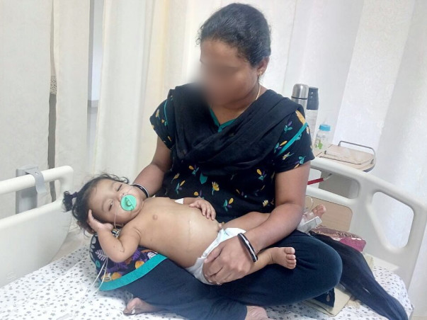 At the age of 9-months baby Pranavi has a serious liver disease
