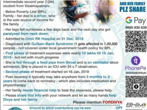 Help Divya who is suffering with GB Syndrome