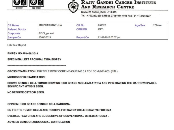 Help Prashant Fight With Bone Cancer