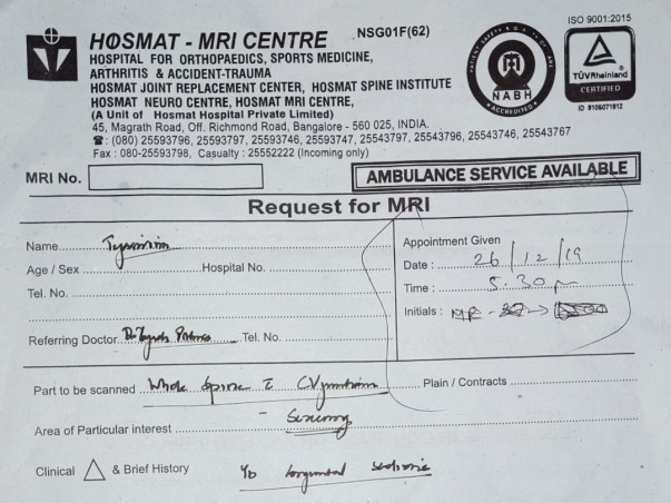 Help Tejashwini Undergo Spinal Cord Operation