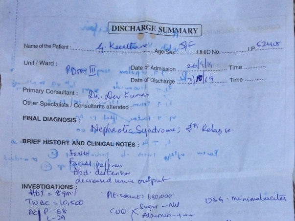 Please Help Keerthi Fight Nephrotic Syndrome