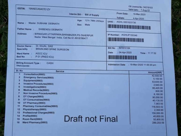 12 years old Subham Debnath needs your help fight Diffused axonal brain injury