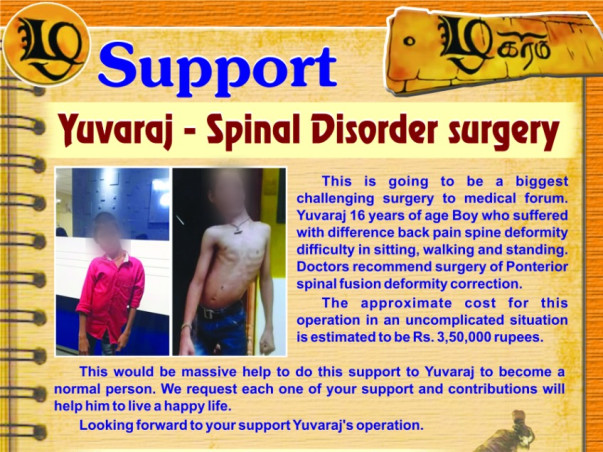Support Yuvaraj - Spinal Disorder surgery