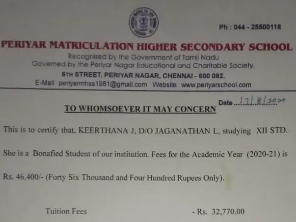 Support Keerthana To Continue Her Education