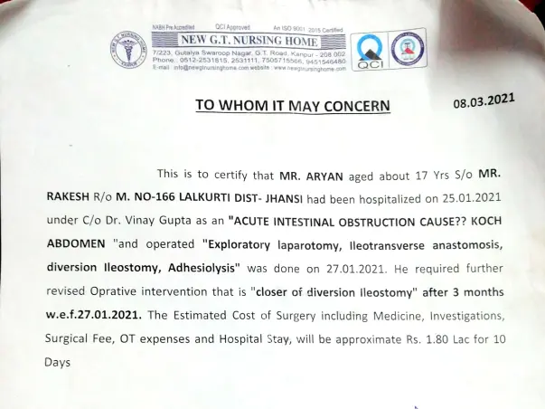 Help Aryan to fight Chronical Abdomen Disease