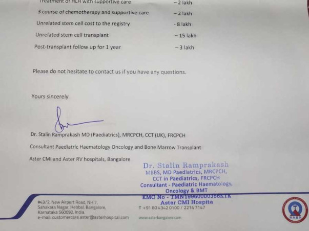 Baby Jemina (5-Years-Old)- Bone Marrow Transplant