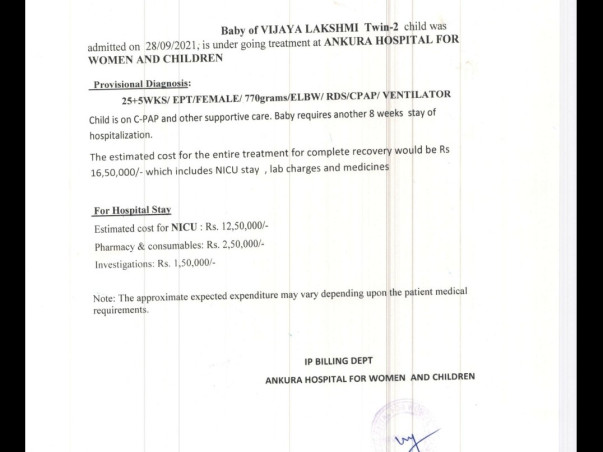 Help New Born Twins to fight Extreme preterm AGA RDS Intraventricular