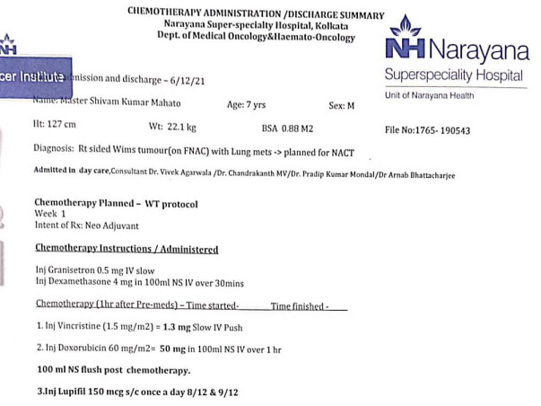 Help my son fight Wims Tumour