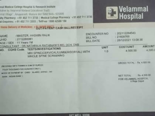 Support Haswin Raj To Recover From Ependymoma